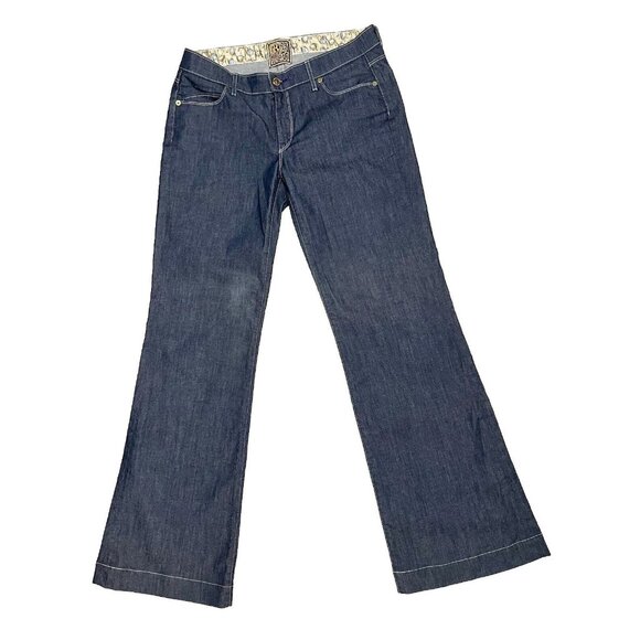 Rich & Skinny Women’s Jeans Blue Flared Leg Mid Rise 30 X 33 Made In USA - Picture 1 of 7